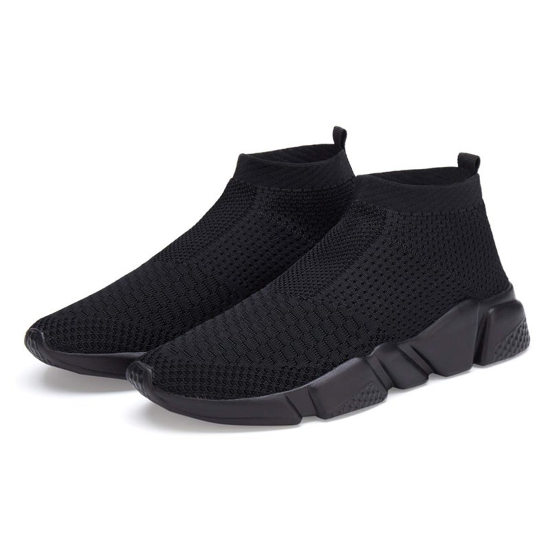 Casbeam Men's Running Knit Comfortable Lightweight Breathable Casual Sports Shoes Fashion Sneakers Slip-On Walking Shoes All Black Size 12 - Image 1